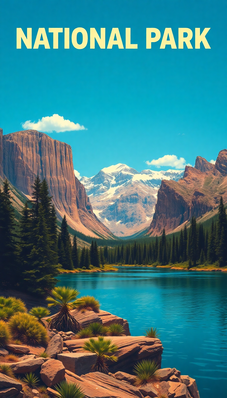 Vintage Travel Poster Style National Digital art Wallpaper