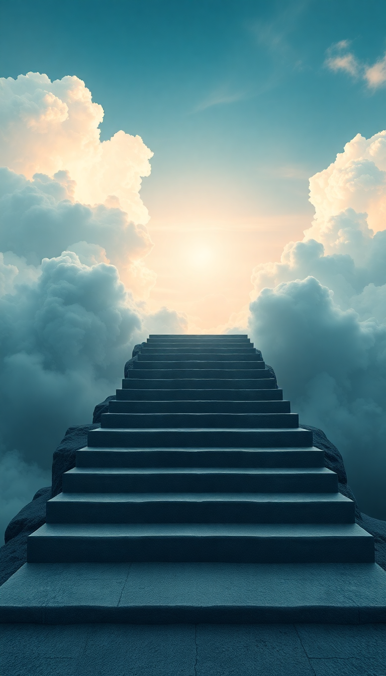 Stairs To Nowhere In Cloudy Digital art Wallpaper