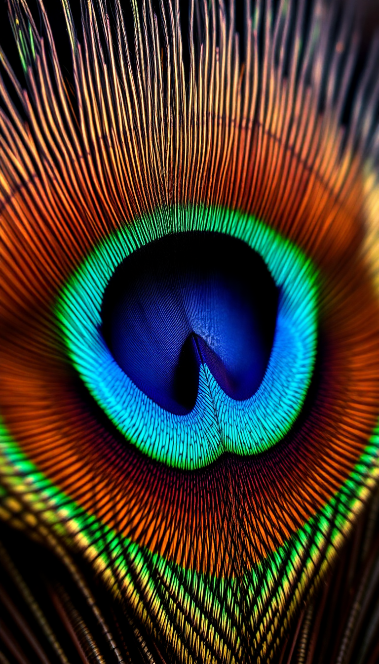 Peacock Feather Macro Iridescent Eye Photorealistic Wallpaper