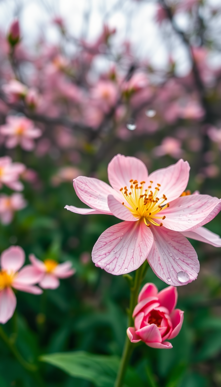 Spring Rain Flower Blooming Time Aesthetic Wallpaper