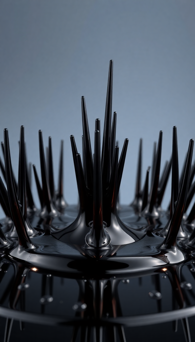 Ferrofluid Spikes Magnetic Sculpture Black Digital art Wallpaper
