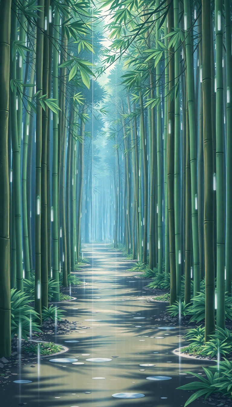 Bamboo Forest Rain Anime Peaceful Anime Wallpaper