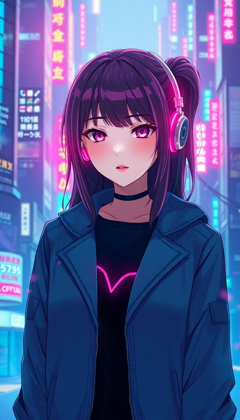 Cyberpunk Anime Girl Neon City Anime Wallpaper