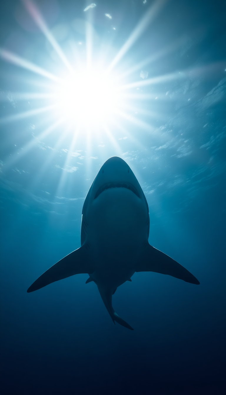 Shark Silhouette From Below Dramatic Photorealistic Wallpaper