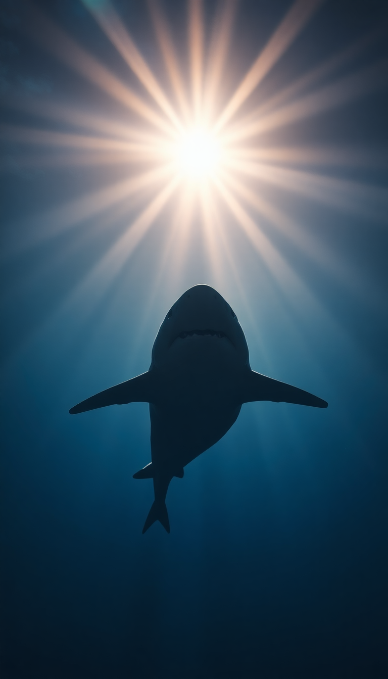Shark Silhouette From Below Dramatic Photorealistic Wallpaper