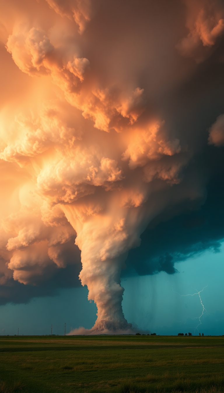 Supercell Thunderstorm Dramatic Tornado Forming Photorealistic Wallpaper