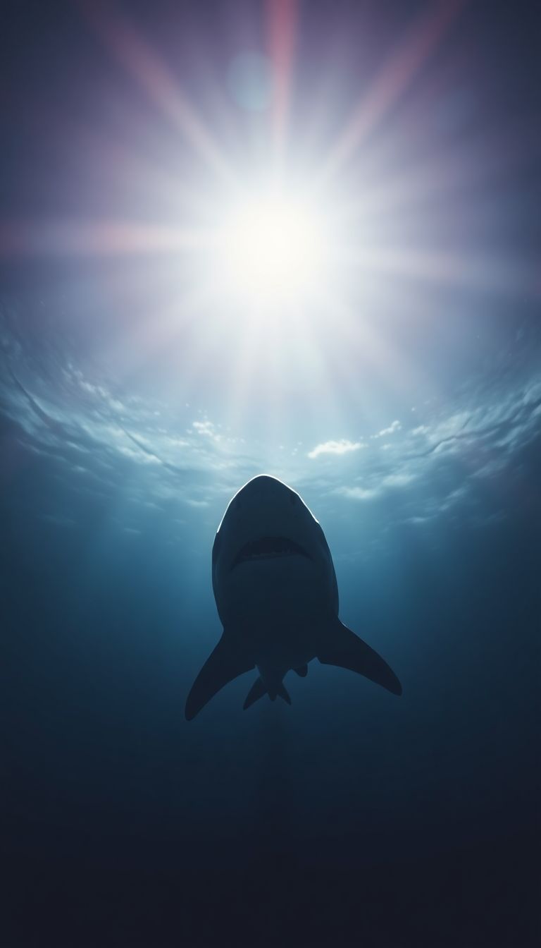 Shark Silhouette From Below Dramatic Photorealistic Wallpaper
