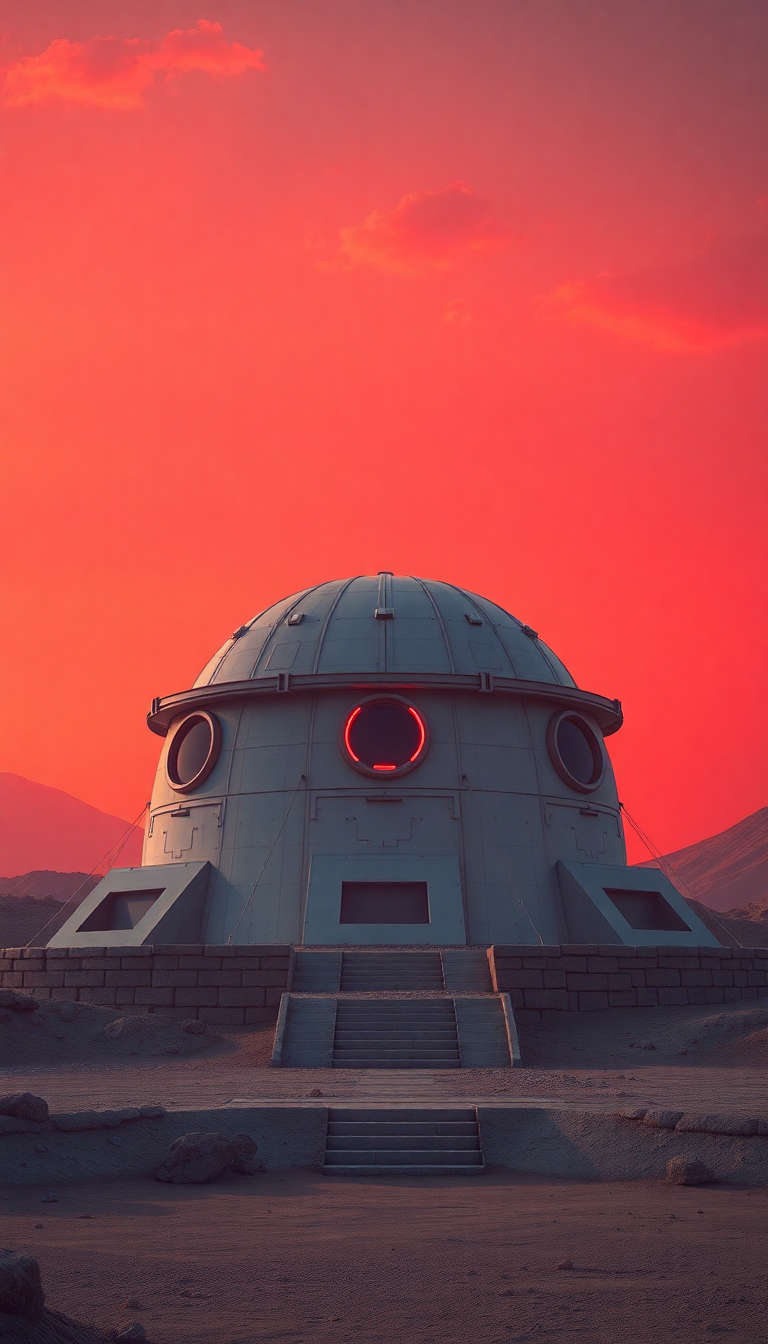 Mars Colony Dome At Sunset Digital art Wallpaper