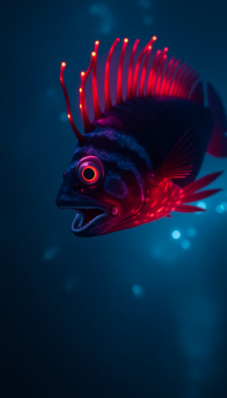 Deep Sea Anglerfish Bioluminescent Abyss Digital art Wallpaper