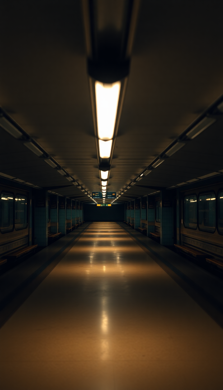 Empty Subway Station 3am Fluorescent Aesthetic Wallpaper
