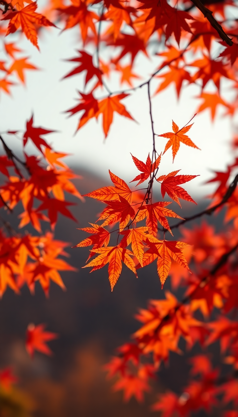 Autumn Leaves Falling Maple Red Photorealistic Wallpaper