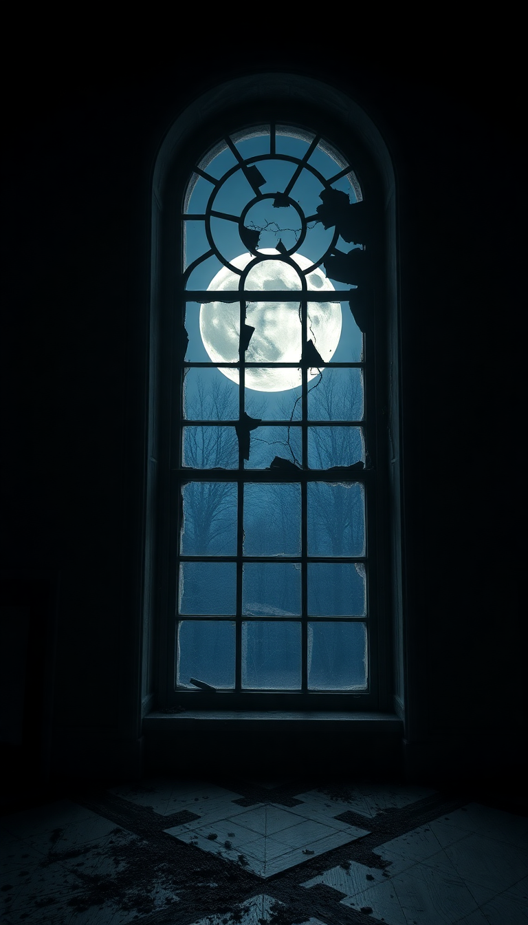 Abandoned Mansion Moonlight Through Broken Photorealistic Wallpaper