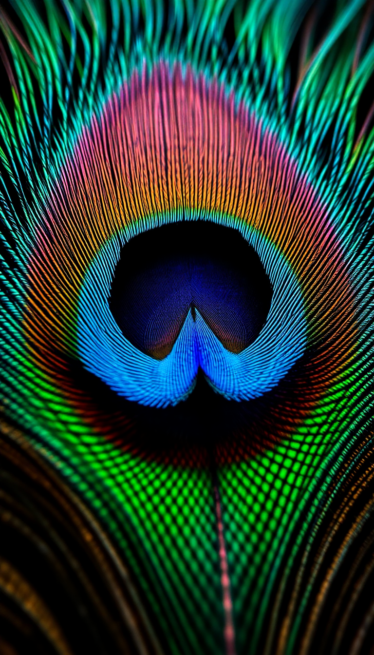 Peacock Feather Macro Iridescent Eye Photorealistic Wallpaper