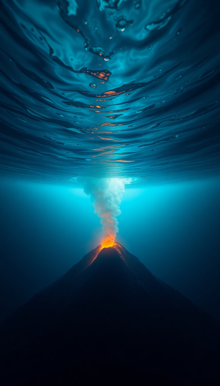 Underwater Volcano Vents Smoke Sea Photorealistic Wallpaper