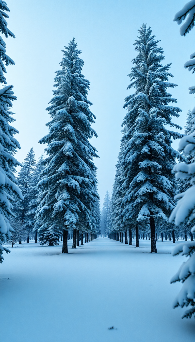 Winter First Snow Pine Trees Photorealistic Wallpaper