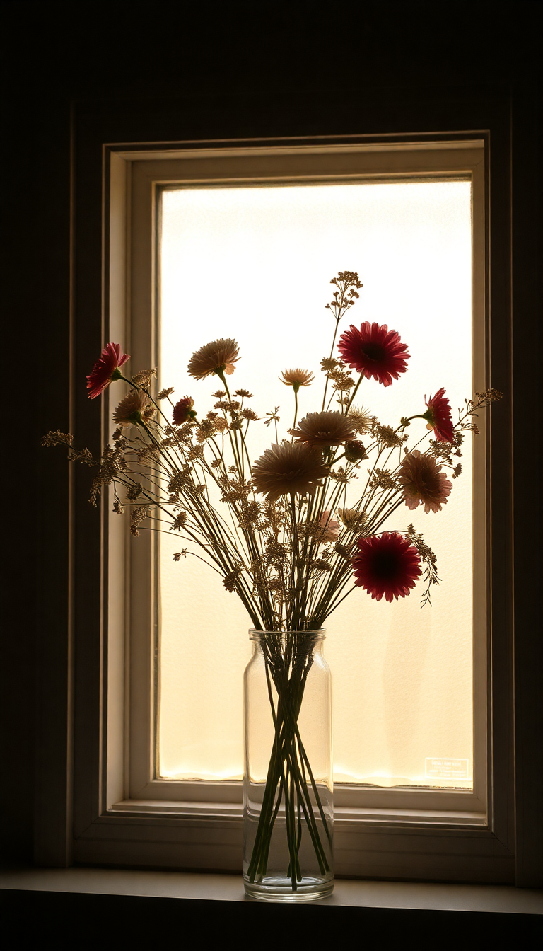 Dried Flowers In Glass Vase Aesthetic Wallpaper