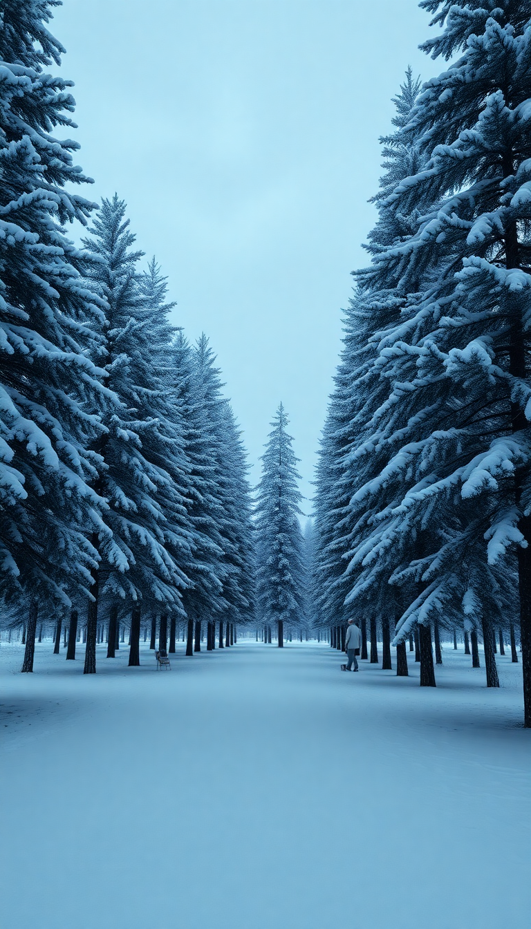 Winter First Snow Pine Trees Photorealistic Wallpaper