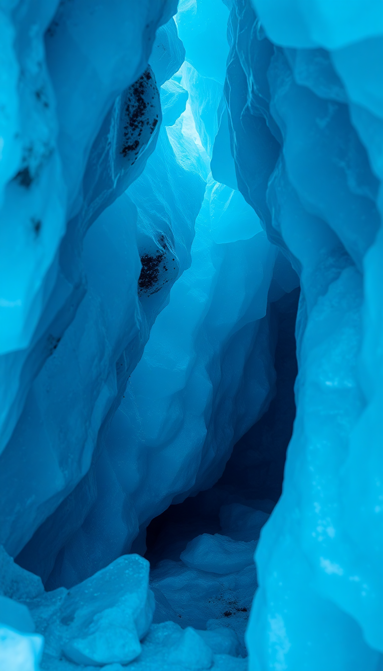 Glacial Ice Cave Blue Crystal Photorealistic Wallpaper