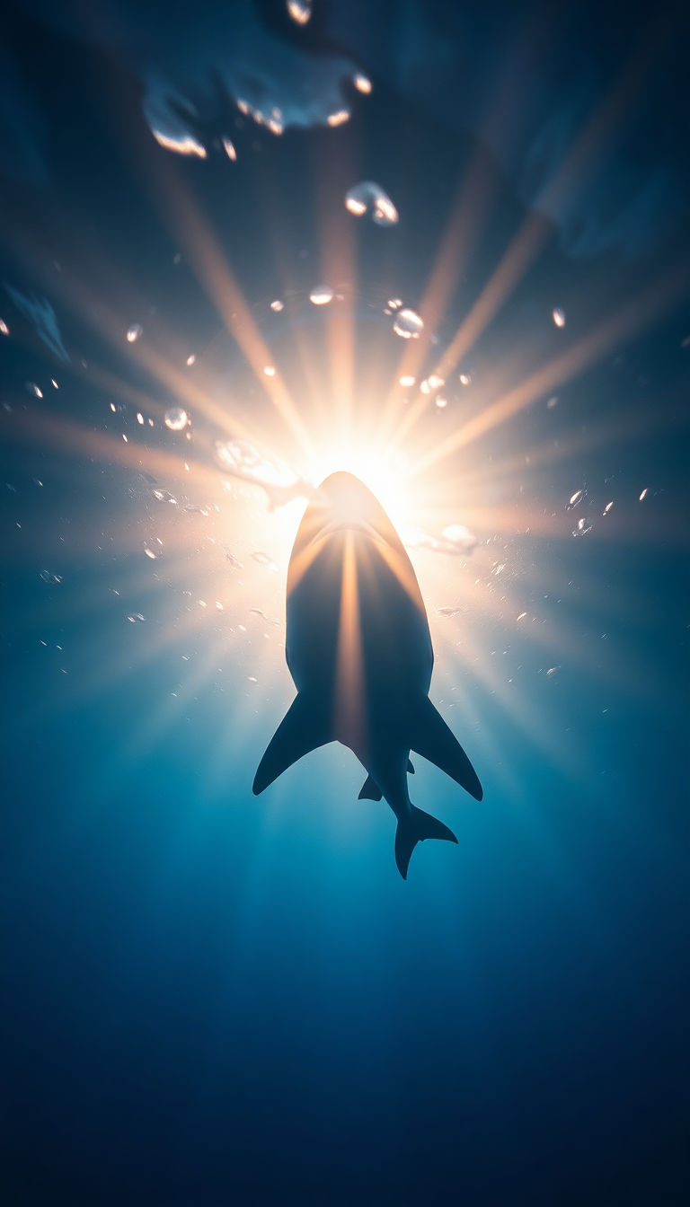 Shark Silhouette From Below Dramatic Photorealistic Wallpaper