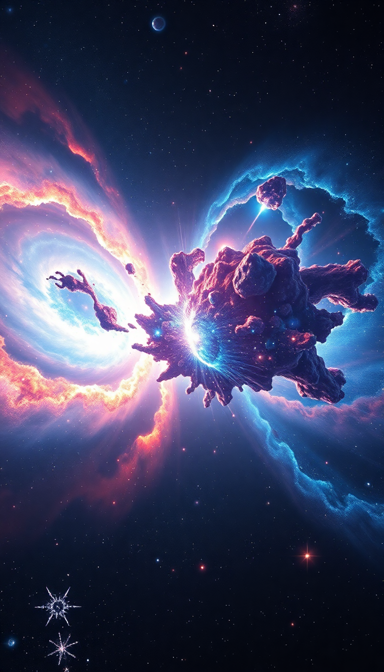 Colliding Galaxies Creating New Stars Digital art Wallpaper