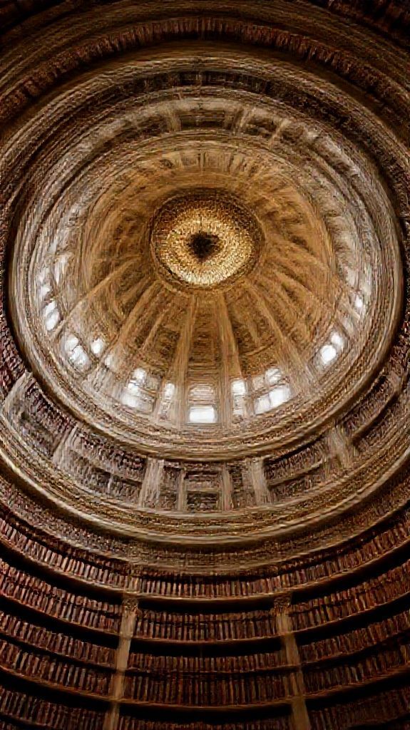 Library Spiral Dome Ceiling Old Photorealistic Wallpaper