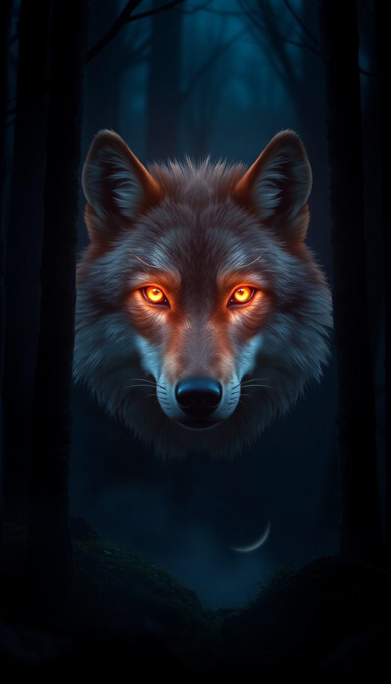 Wolf Eyes Glowing In Dark Digital art Wallpaper