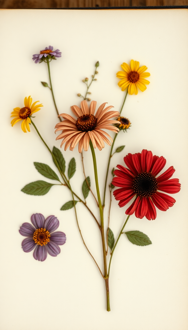 Pressed Flowers In Journal Vintage Aesthetic Wallpaper