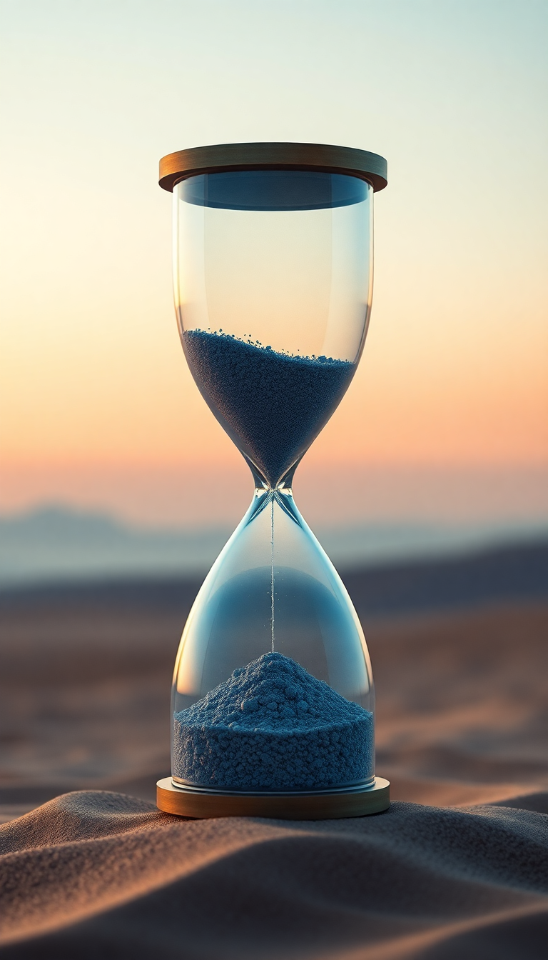 Hourglass Containing Ocean And Desert Digital art Wallpaper