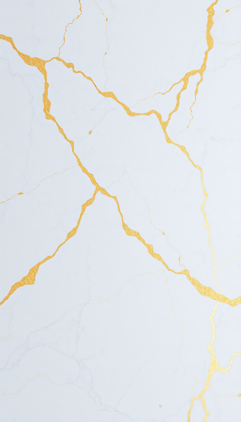 Marble Texture White Gold Veins Photorealistic Wallpaper