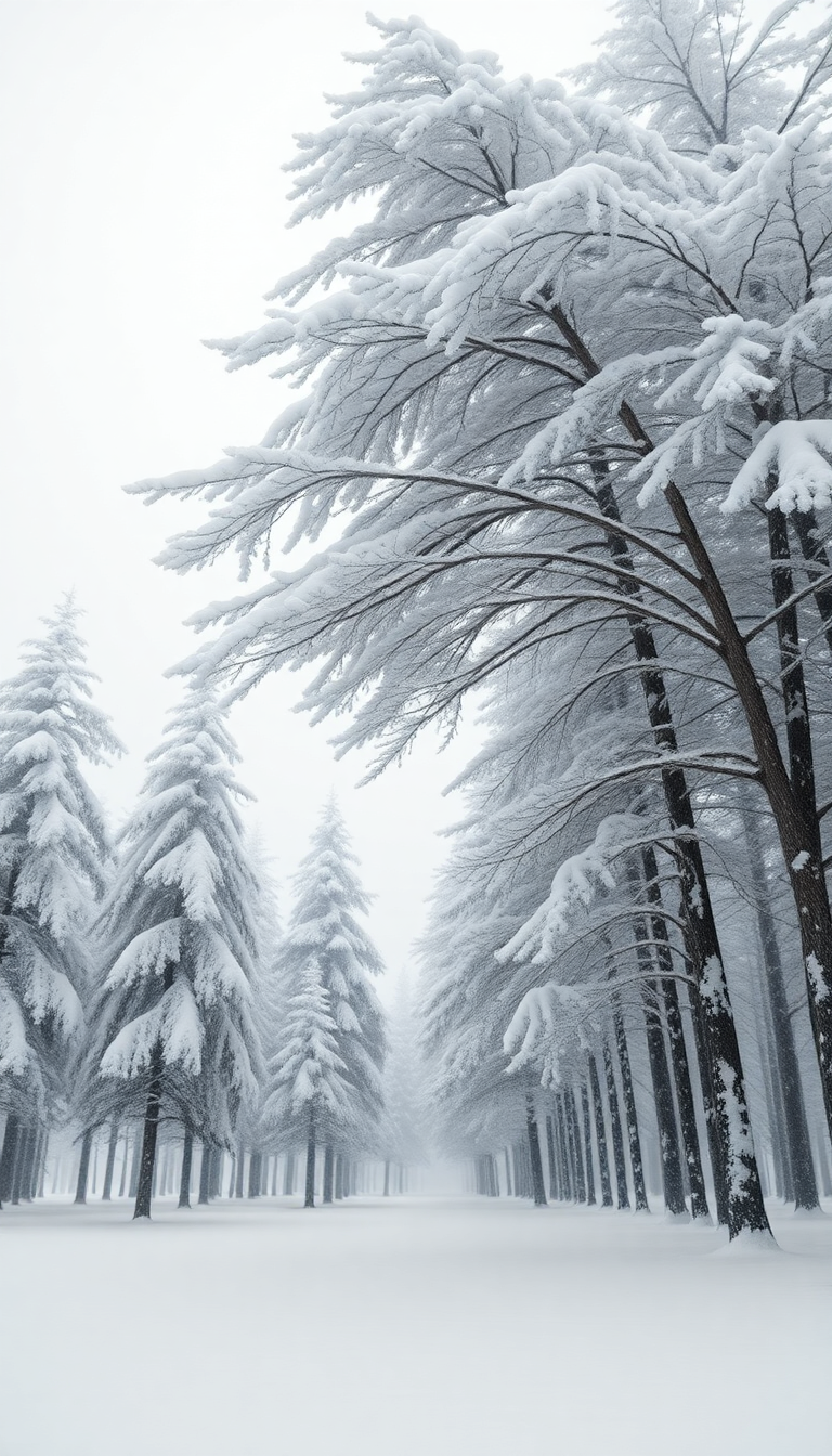 Blizzard Snow Wind Trees Bending Photorealistic Wallpaper