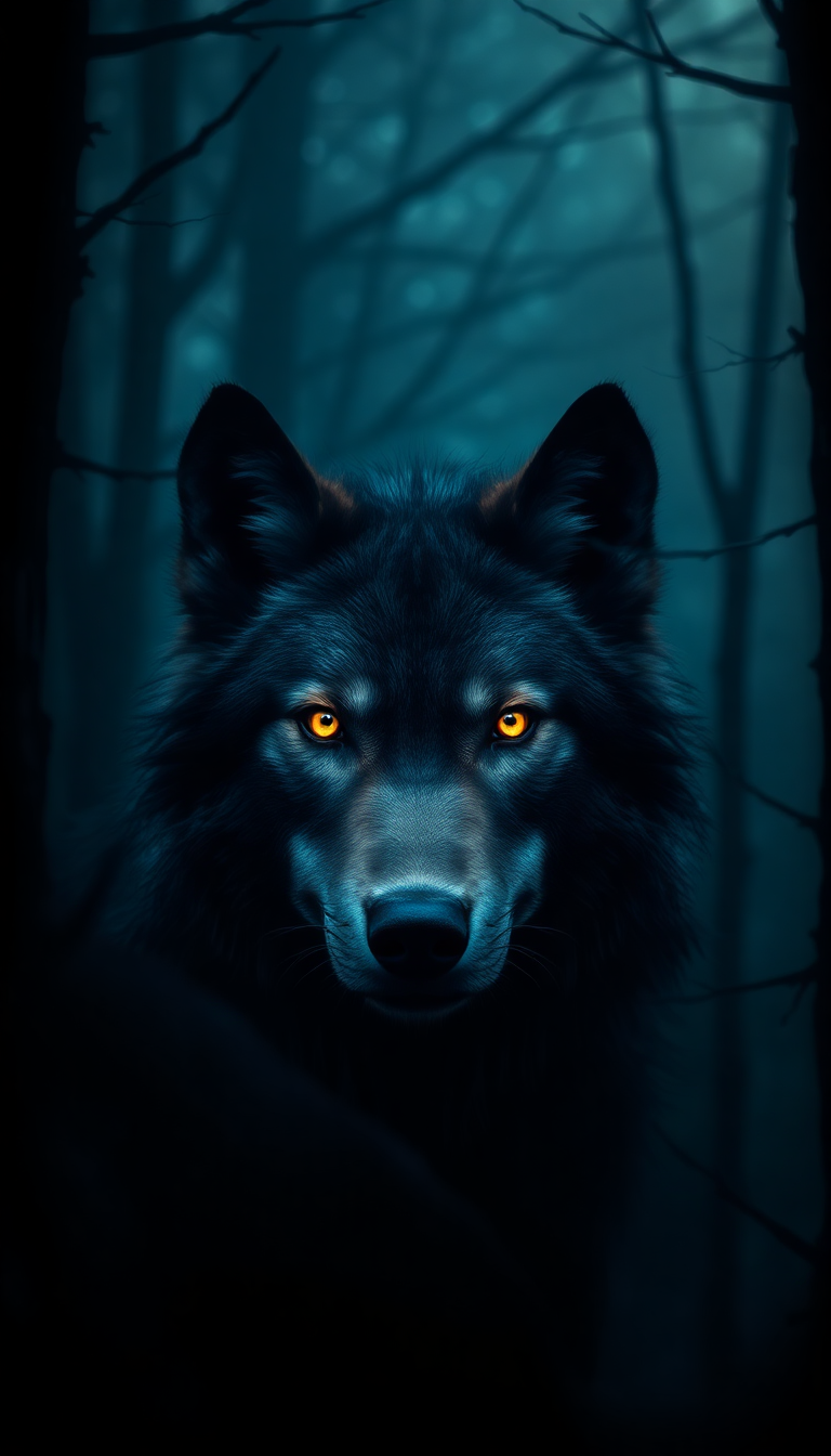 Wolf Eyes Glowing In Dark Digital art Wallpaper