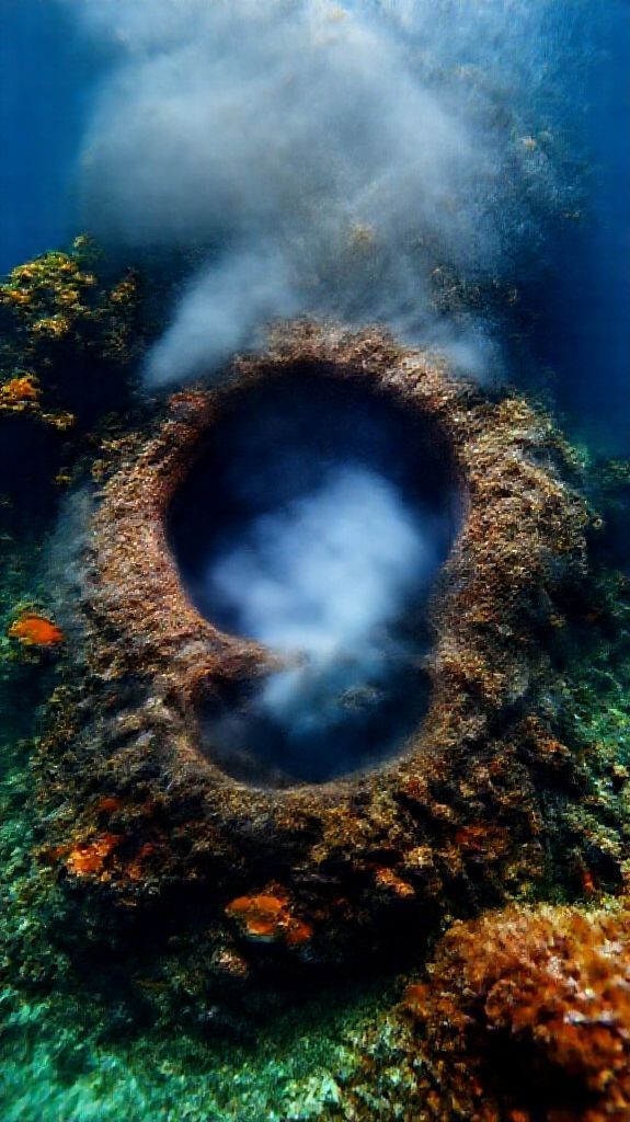 Underwater Volcano Vents Smoke Sea Photorealistic Wallpaper