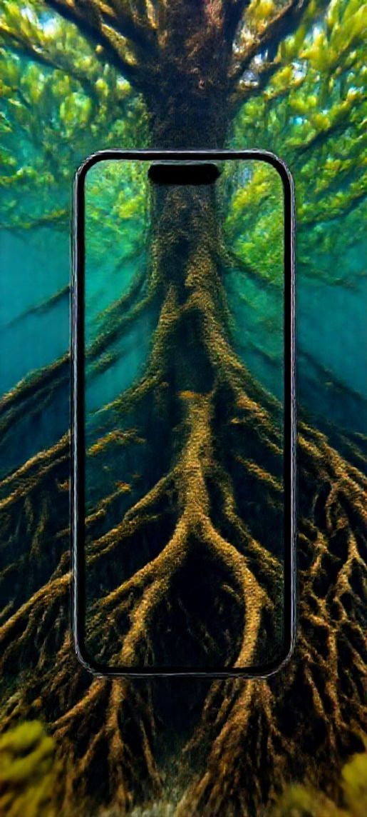 Mangrove Forest Roots Underwater Fish Photorealistic Wallpaper