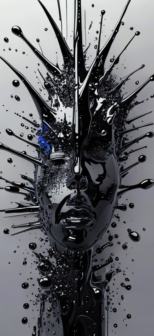 Ferrofluid Spikes Magnetic Sculpture Black Digital art Wallpaper