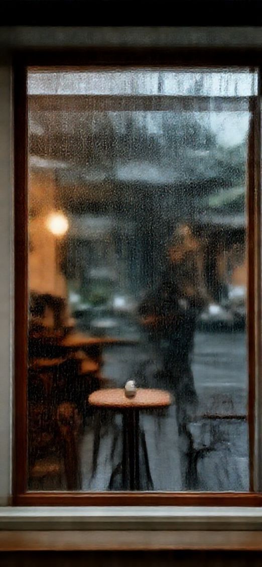 Coffee Shop Window Rain Outside Aesthetic Wallpaper