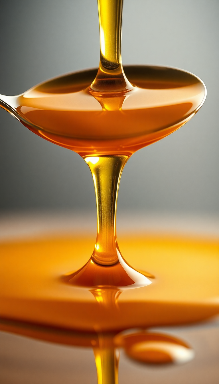 Honey Dripping From Spoon Golden Photorealistic Wallpaper