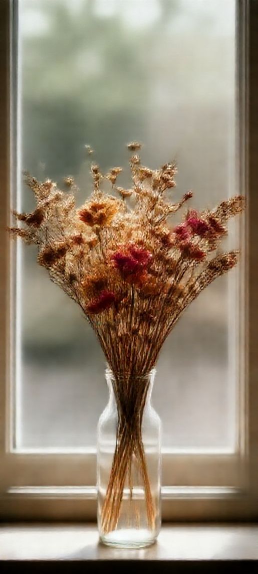 Dried Flowers In Glass Vase Aesthetic Wallpaper
