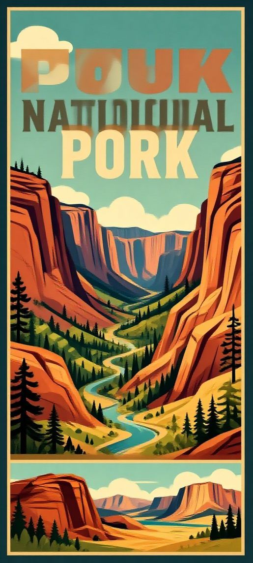 Vintage Travel Poster Style National Digital art Wallpaper