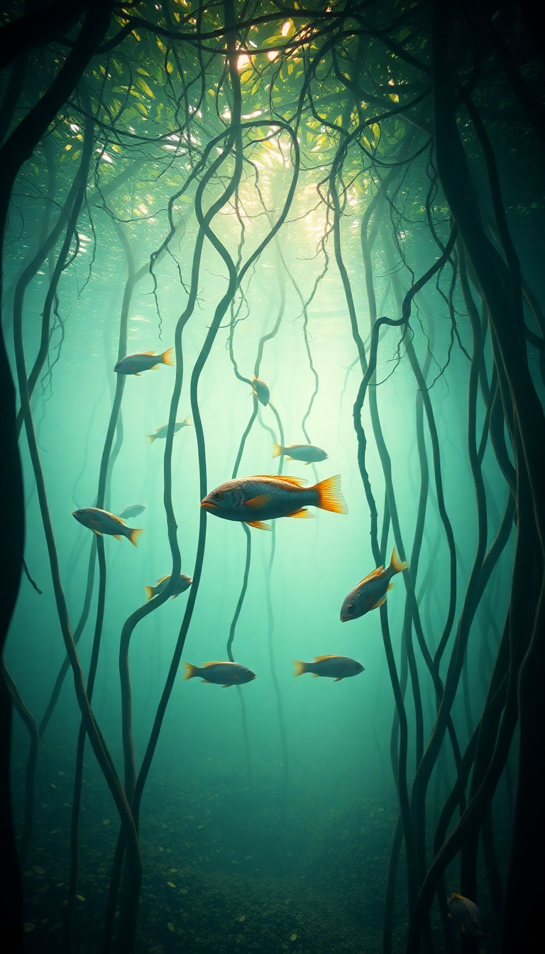 Dynamic Fluid Mangrove Forest Roots Wallpaper