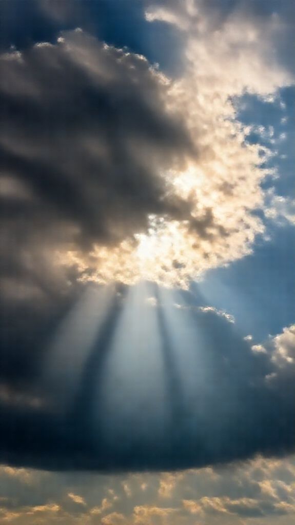 Subtle Clouds Storm Through Rays Photorealistic Wallpaper