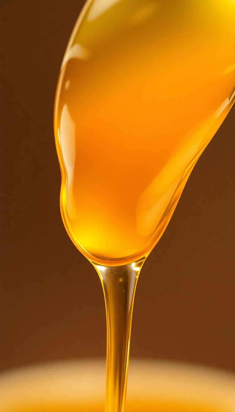 Honey Dripping From Spoon Golden Photorealistic Wallpaper