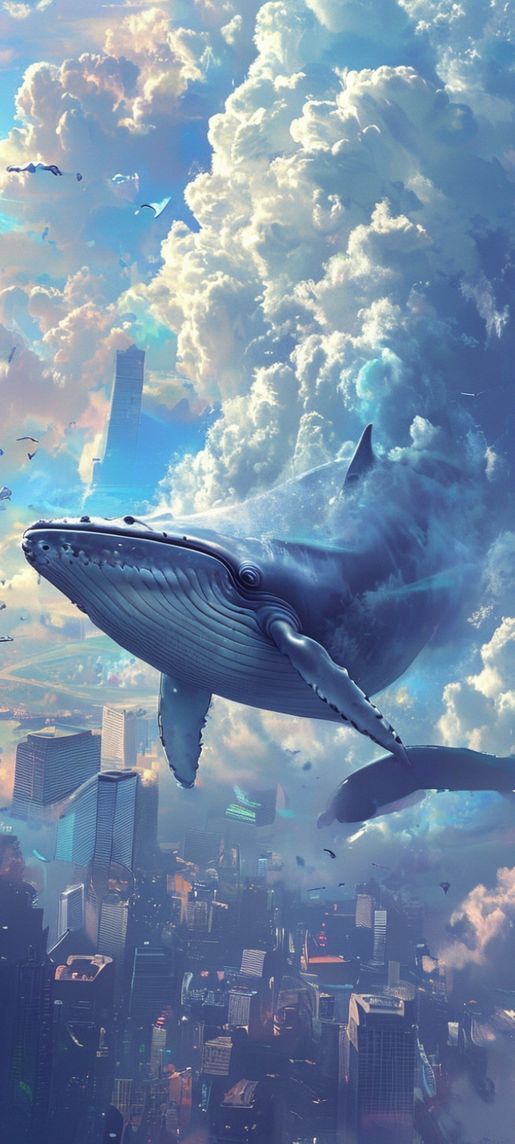 Fantasy Oceanic Giant Whale Swimming Wallpaper