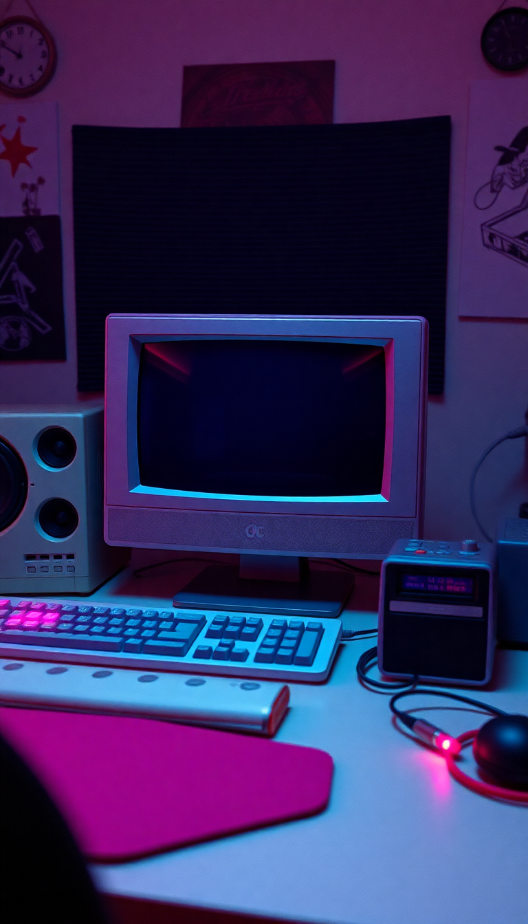 Geometric Aesthetic 90s Setup Computer Photorealistic Wallpaper