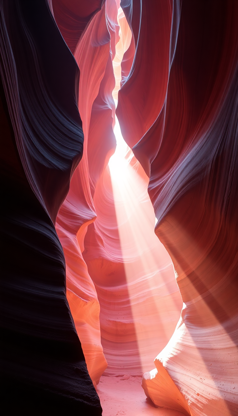 Abstract Canyon Light Beam Hitting Photorealistic Wallpaper