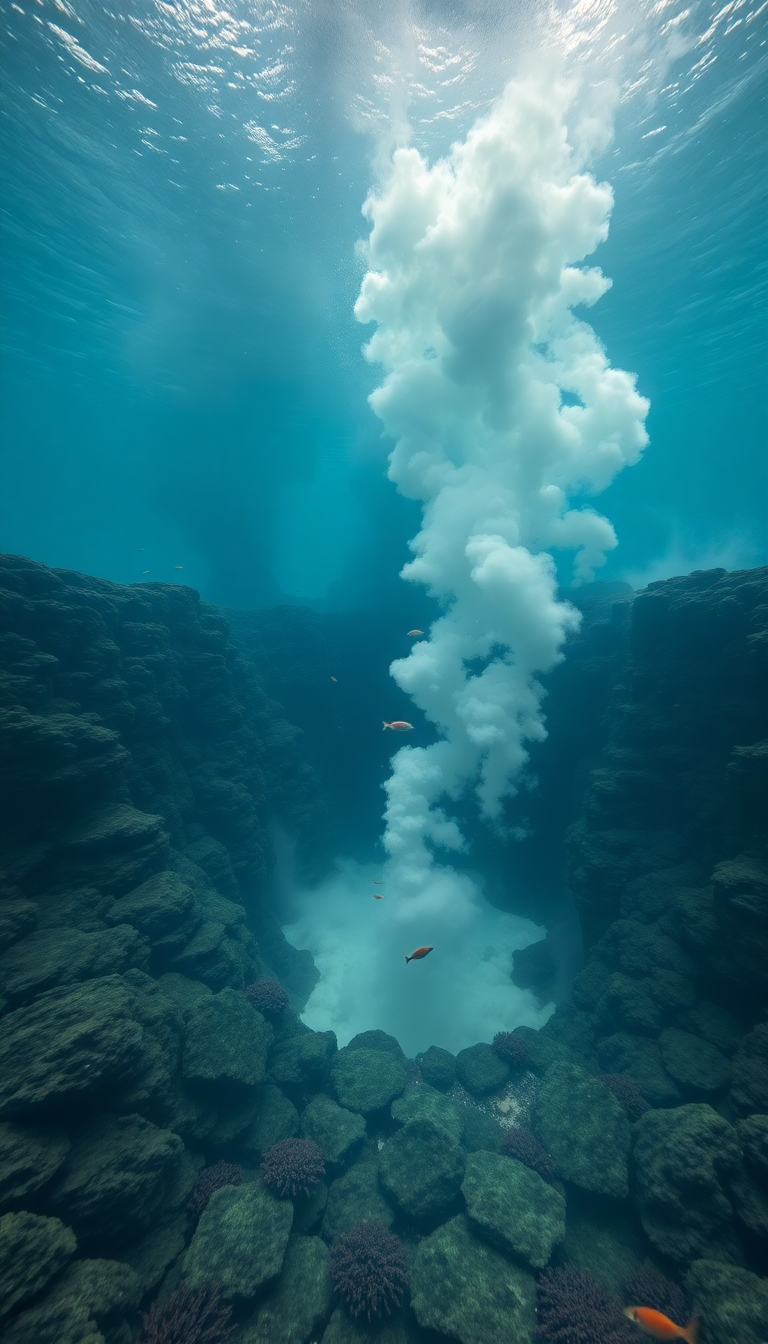 Premium Underwater Vents Sea Photorealistic Wallpaper