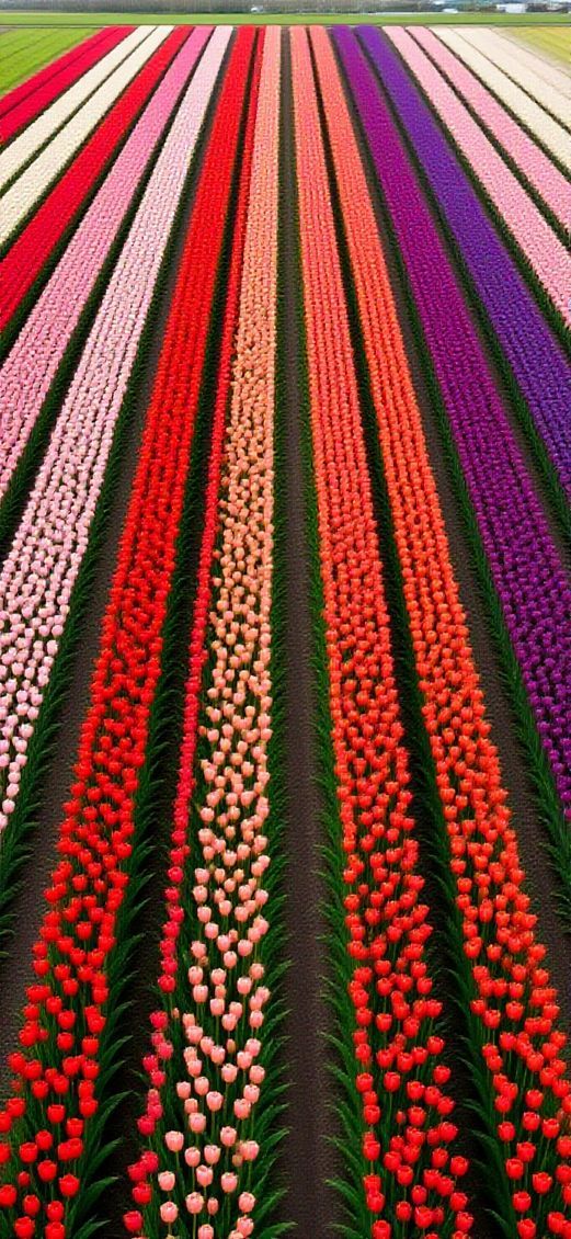 Nature Rich Tulip Field Rows Wallpaper