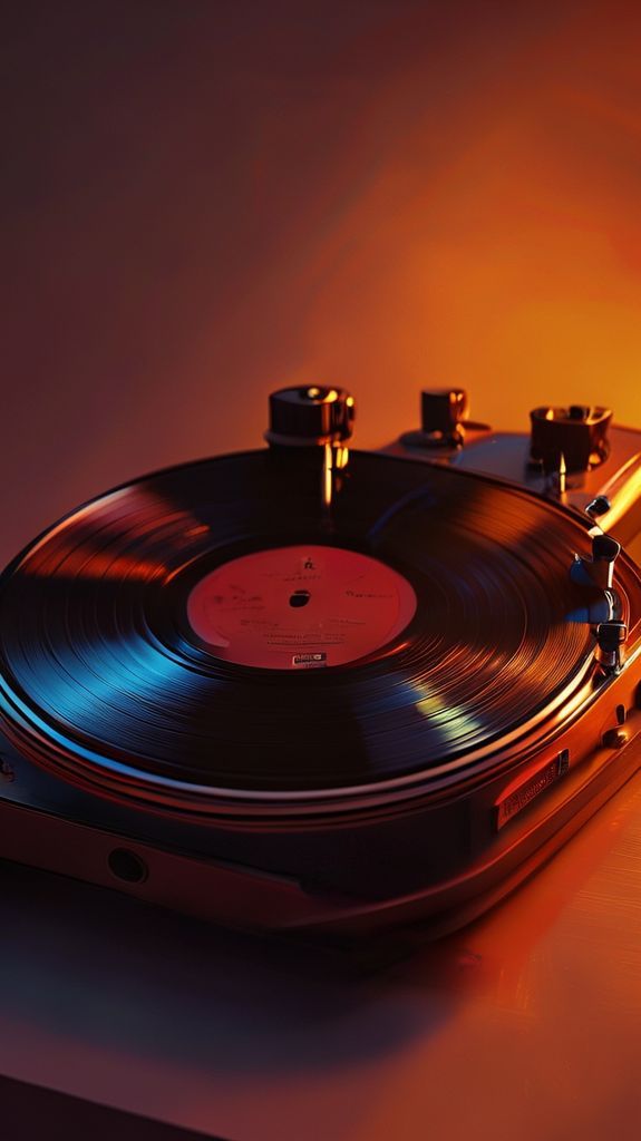 Photorealistic Pastel Record Player Warm Wallpaper
