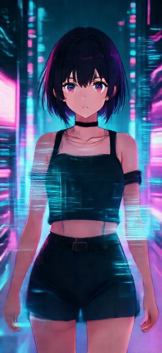 Golden City Neon Girl Anime Anime Wallpaper