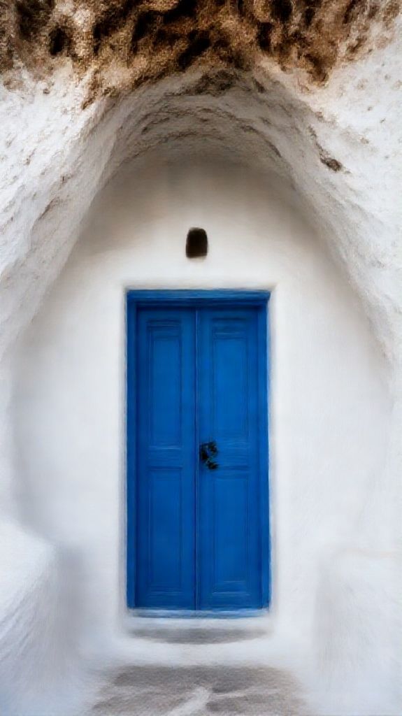 Neon Walls White Santorini House Photorealistic Wallpaper