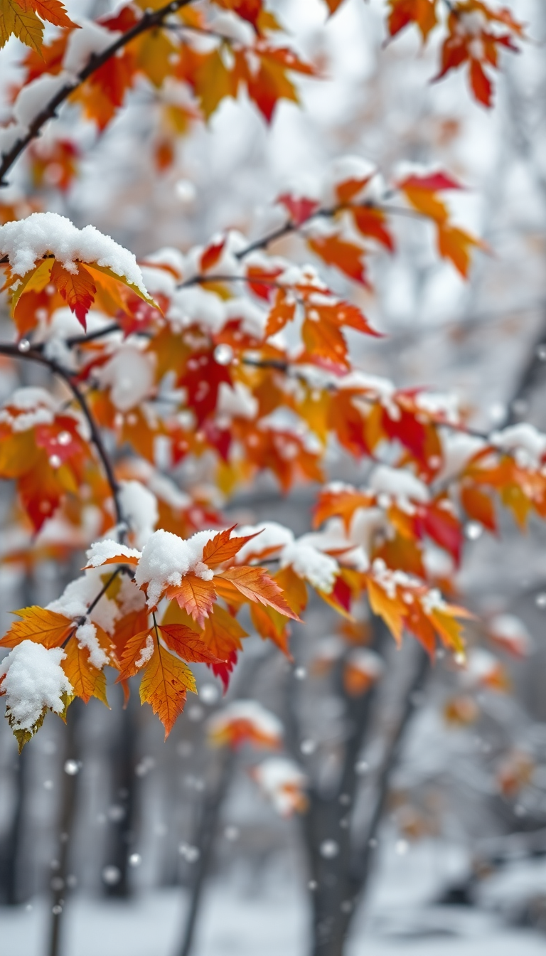 Holographic Falling Autumn Leaves Transition Wallpaper